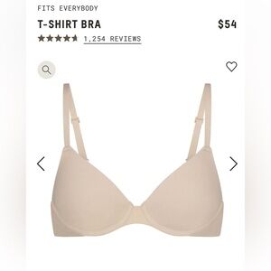 SKIMS Fits Everybody Tshirt Bra in Sand (Size 32B).